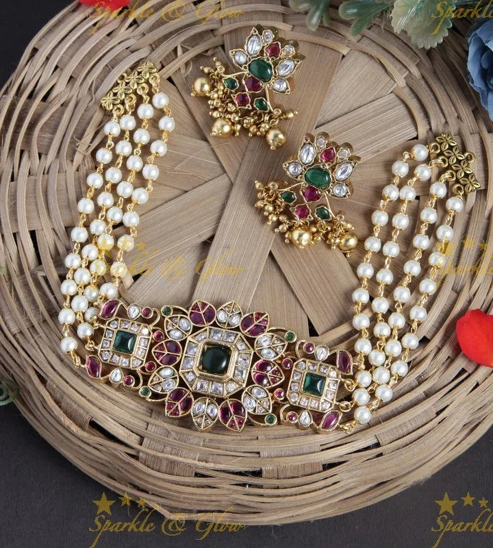 Gold alike Kemp floral choker - Gold - Sparkle and Glow