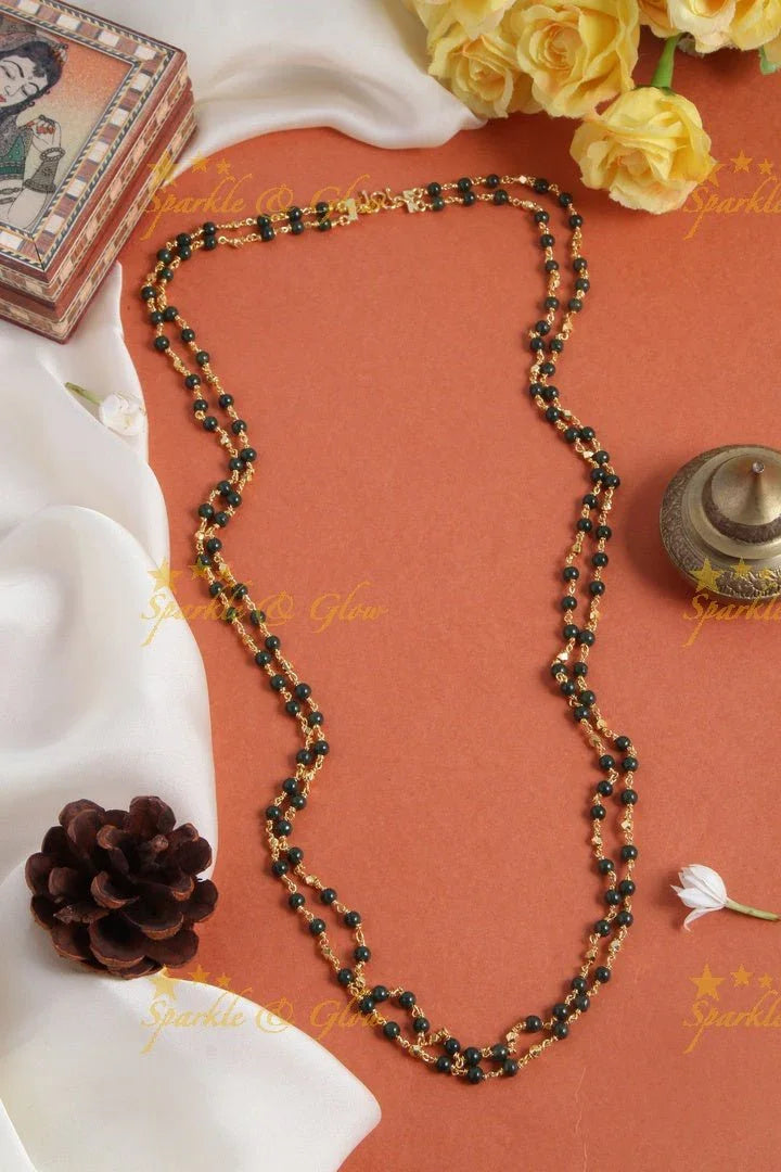 Budgetted bead necklace - Dark Green - Sparkle and Glow