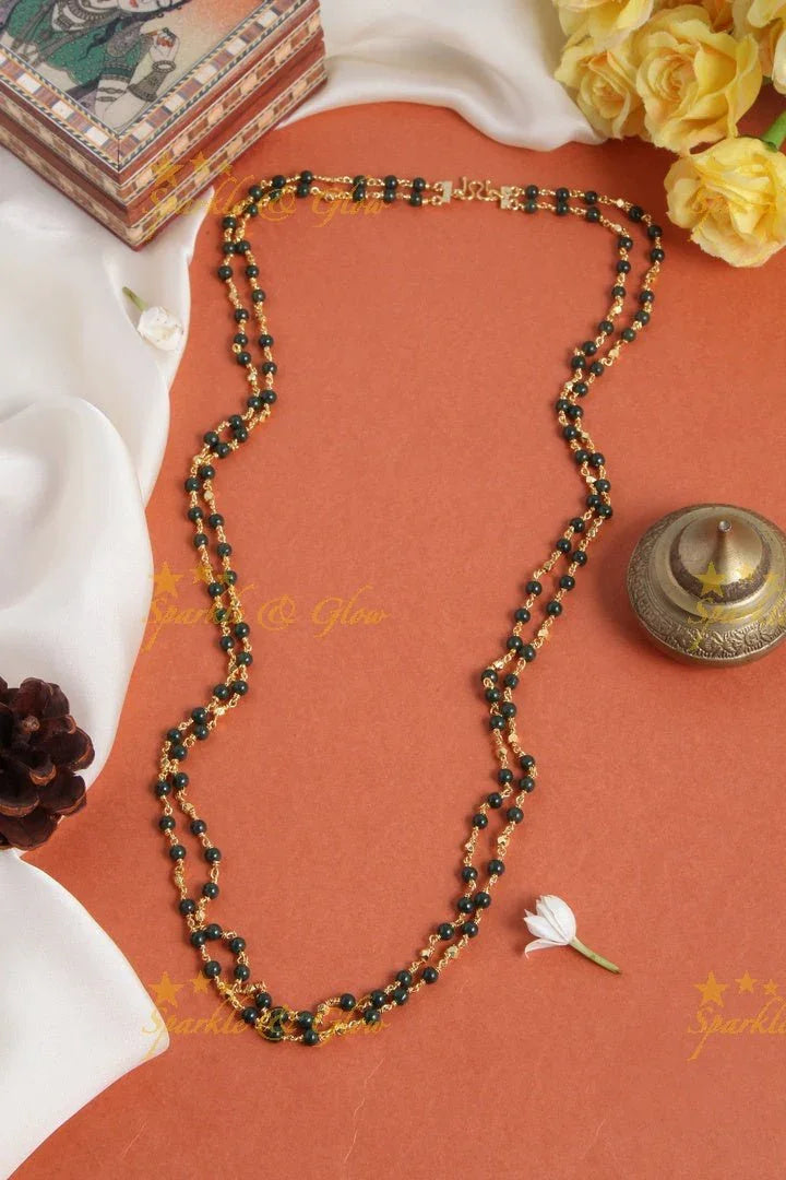 Budgetted bead necklace - Dark Green - Sparkle and Glow