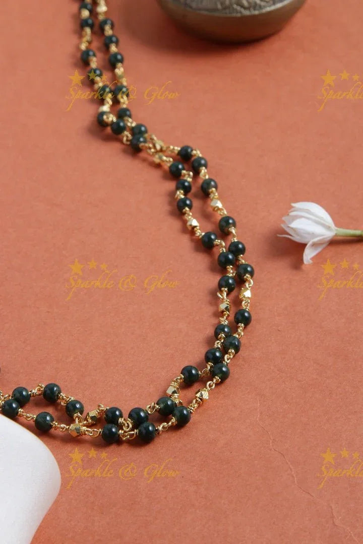 Budgetted bead necklace - Dark Green - Sparkle and Glow