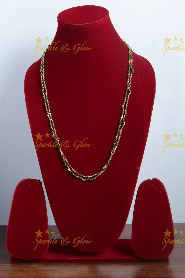Budgetted bead necklace - Dark Green - Sparkle and Glow