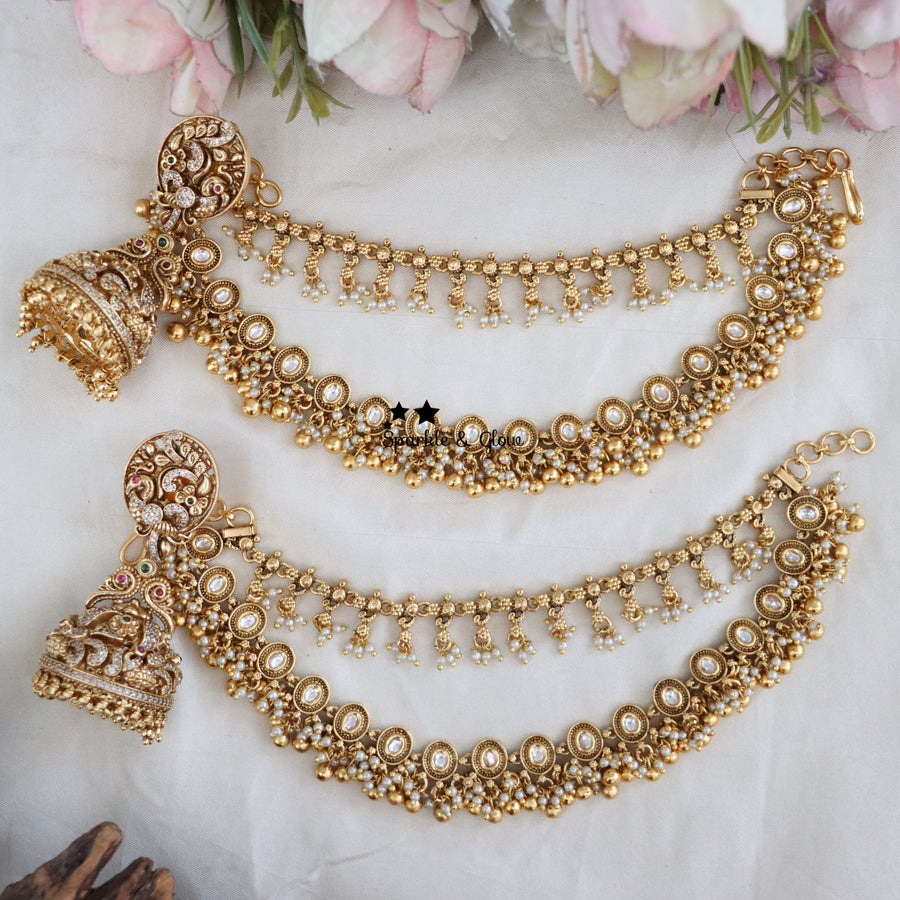 Why wear just jhumkas when you can elevate it with an earchain? 👑
1.ID E-25712,EC-23470
2.ID E-28190,EC-25919
3.ID E-6331,EC-28329
4.ID E-19470,EC-14729
5.ID E-28225,EC-20202
6.ID E-28214,EC-2147
7.ID E-6298,EC-23478
8.ID E-23443,EC-22034
9.ID E-28238,EC-25897
10.ID E-28218,EC-27929
[jhumka with earchain, bridal jhumka combo, temple jewellery jhumkas, kundan jhumka with chain, south indian bridal earrings, traditional jhumka earrings, earchain earrings combo, wedding jewellery earrings, antique gold jhumka