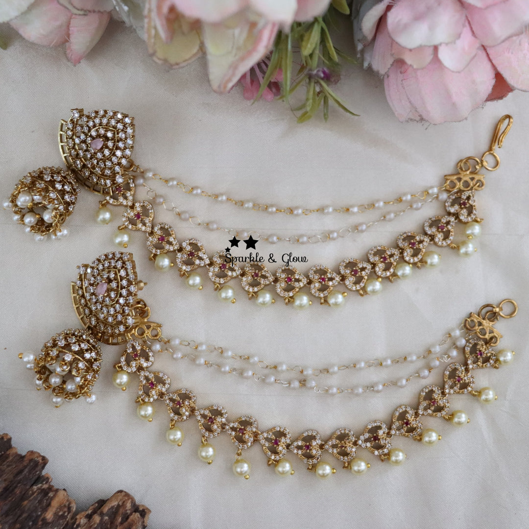 Why wear just jhumkas when you can elevate it with an earchain? 👑
1.ID E-25712,EC-23470
2.ID E-28190,EC-25919
3.ID E-6331,EC-28329
4.ID E-19470,EC-14729
5.ID E-28225,EC-20202
6.ID E-28214,EC-2147
7.ID E-6298,EC-23478
8.ID E-23443,EC-22034
9.ID E-28238,EC-25897
10.ID E-28218,EC-27929
[jhumka with earchain, bridal jhumka combo, temple jewellery jhumkas, kundan jhumka with chain, south indian bridal earrings, traditional jhumka earrings, earchain earrings combo, wedding jewellery earrings, antique gold jhumka