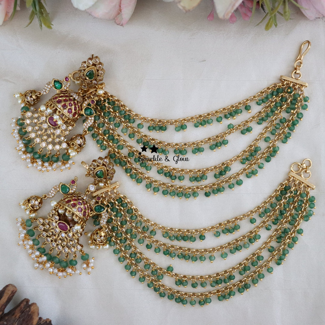 Why wear just jhumkas when you can elevate it with an earchain? 👑
1.ID E-25712,EC-23470
2.ID E-28190,EC-25919
3.ID E-6331,EC-28329
4.ID E-19470,EC-14729
5.ID E-28225,EC-20202
6.ID E-28214,EC-2147
7.ID E-6298,EC-23478
8.ID E-23443,EC-22034
9.ID E-28238,EC-25897
10.ID E-28218,EC-27929
[jhumka with earchain, bridal jhumka combo, temple jewellery jhumkas, kundan jhumka with chain, south indian bridal earrings, traditional jhumka earrings, earchain earrings combo, wedding jewellery earrings, antique gold jhumka