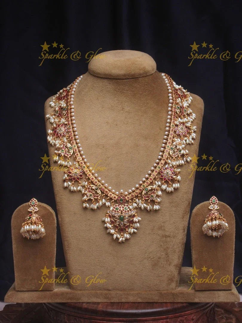 Premium matte beautiful rice pearl gutta pusalu haram - Sparkle and Glow
