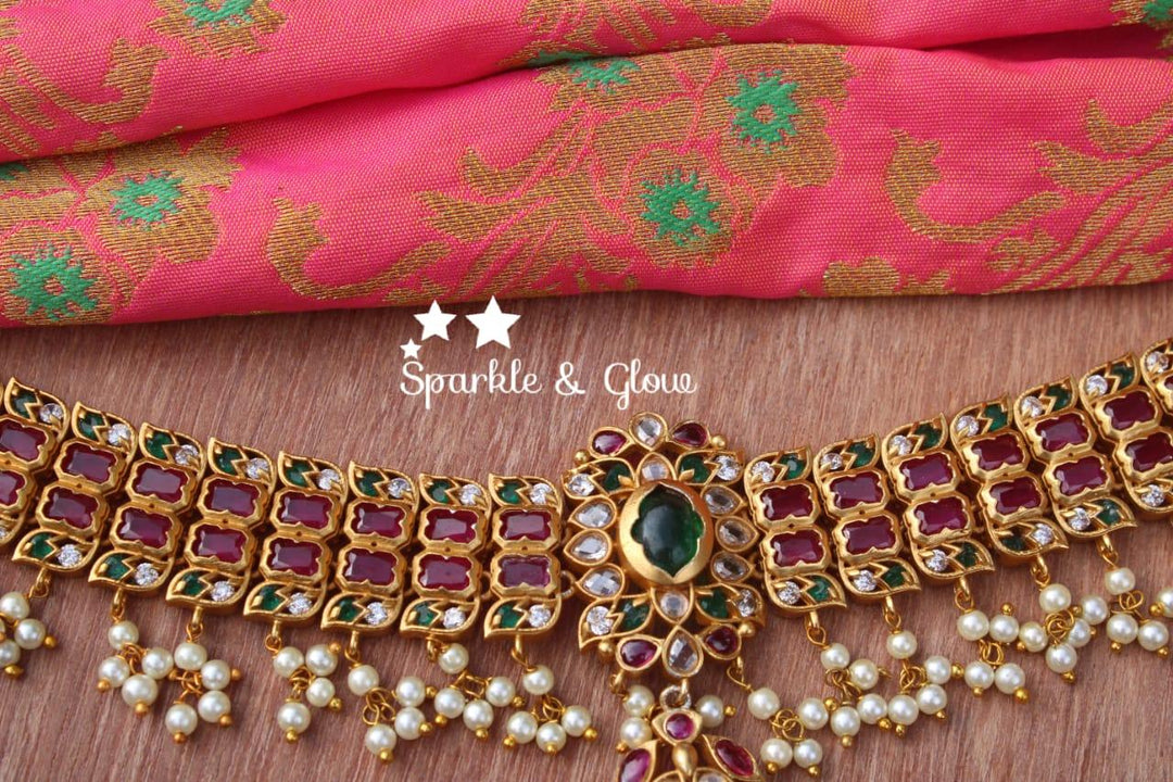 Kemp stones beautiful gutta pusalu choker - Pink - Sparkle and Glow