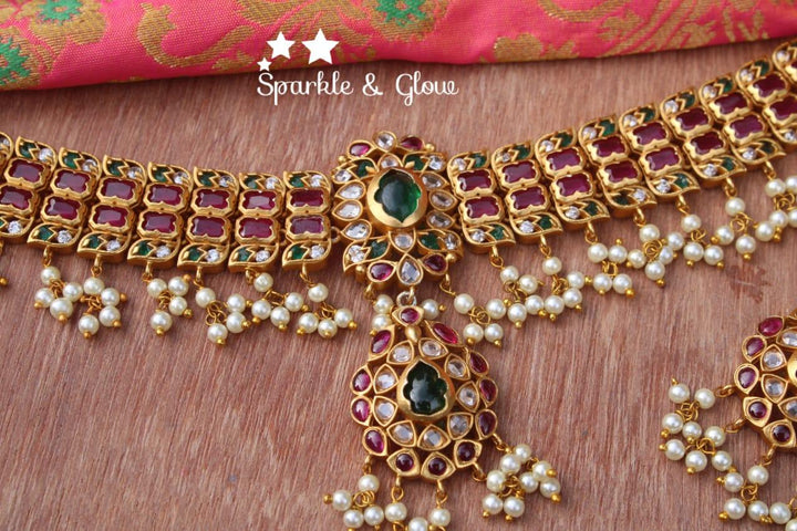 Kemp stones beautiful gutta pusalu choker - Pink - Sparkle and Glow