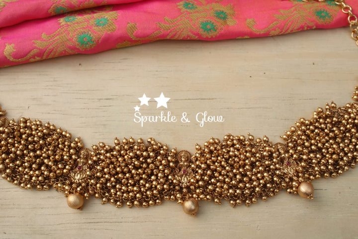 Pearl cluster lakshmi hip chain - Sparkle and Glow - Gold - 