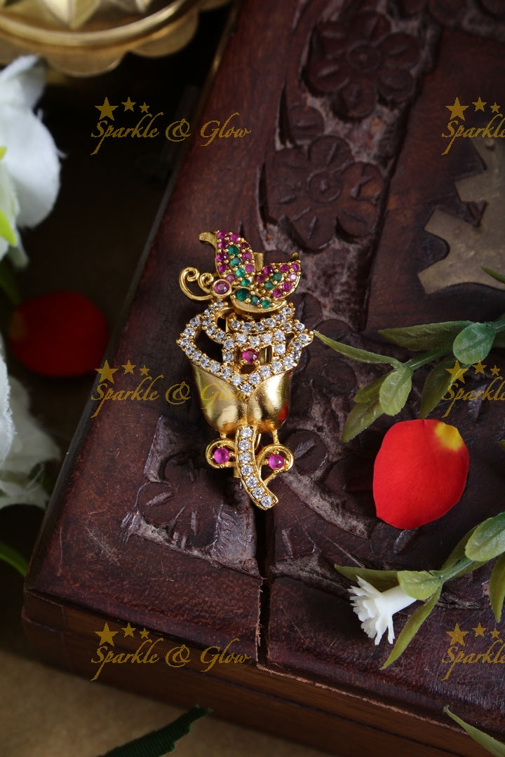 Premium Matte butterfly carved leaf design saree pin