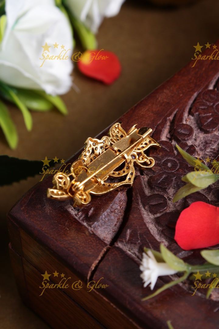 Premium Matte butterfly carved leaf design saree pin