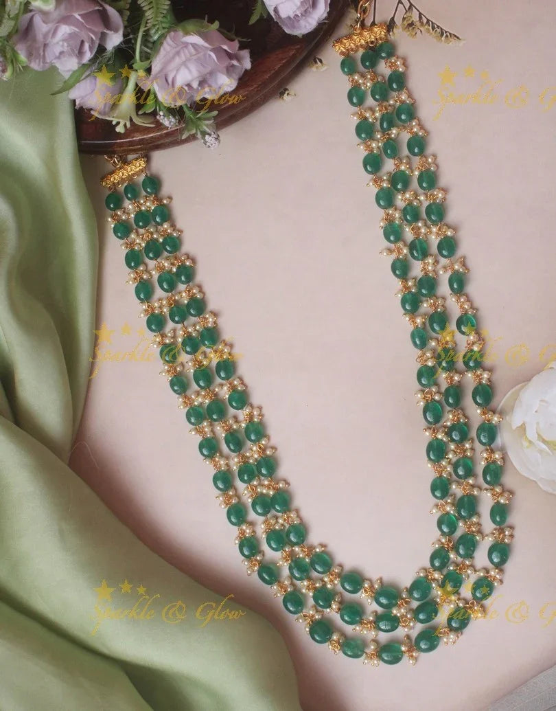 Statement three layer beads haram - Sparkle and Glow