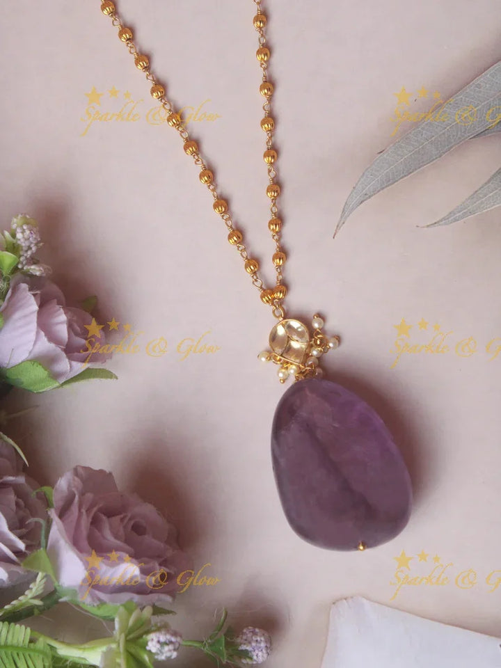 Stunning natural stone pendent chain - Lavendar - Sparkle and Glow