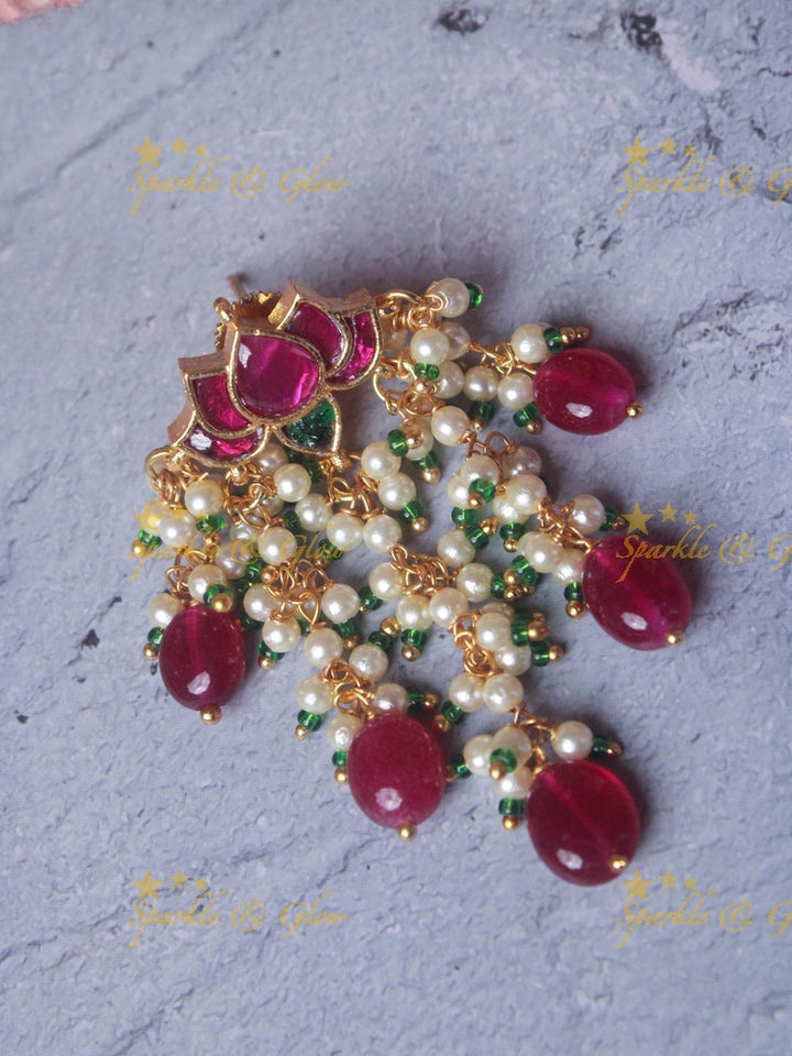 Gorgeous Lotus Jadau earrings - Pink