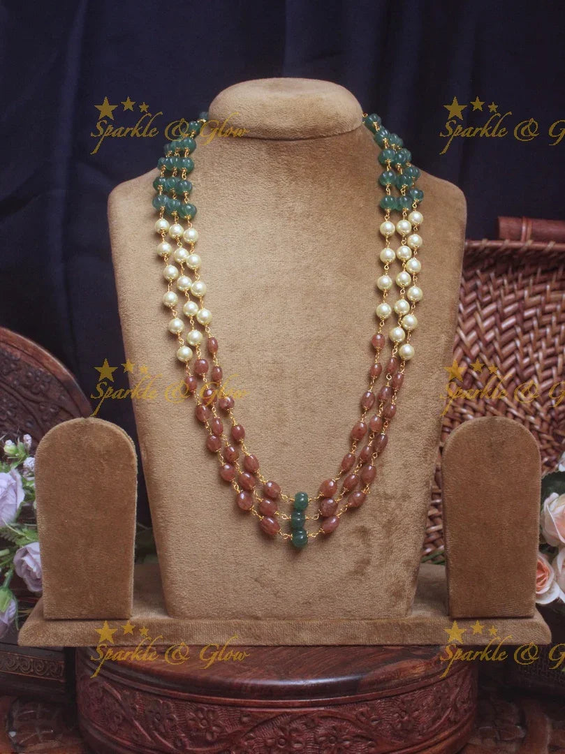 Elegant three layer pumpkin beads haram - Sparkle and Glow