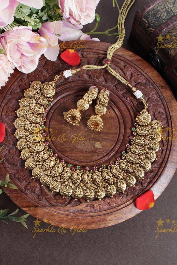 Gold alike Peacock Coin necklace - Multi - Sparkle and Glow - Pink - Back Thread