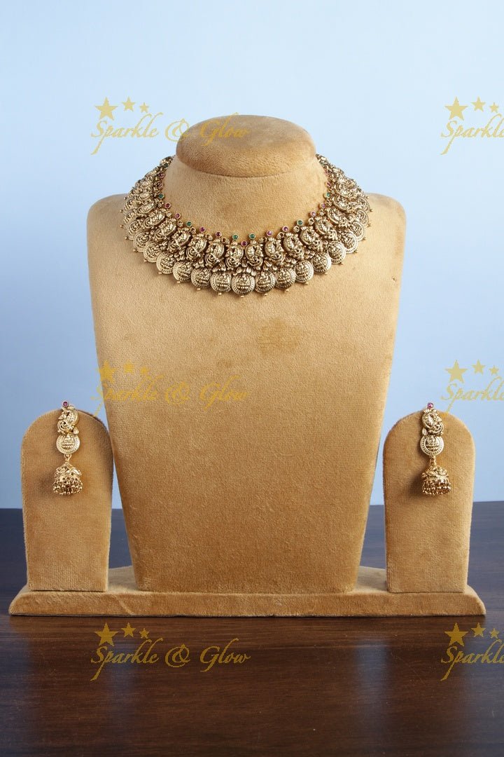 Gold alike Peacock Coin necklace - Multi - Sparkle and Glow - Pink - Back Thread