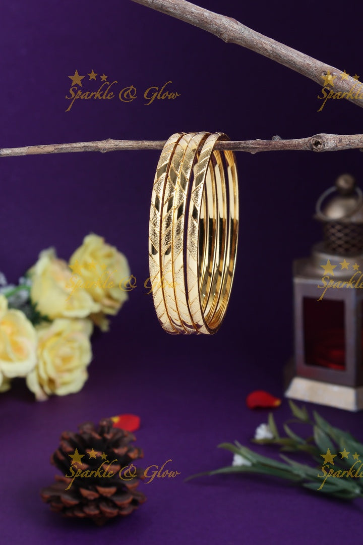 Gold alike simple intricate deisgn bangles