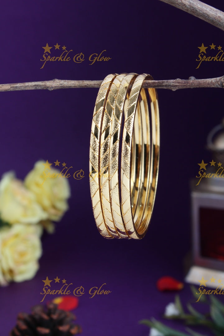 Gold alike simple intricate deisgn bangles