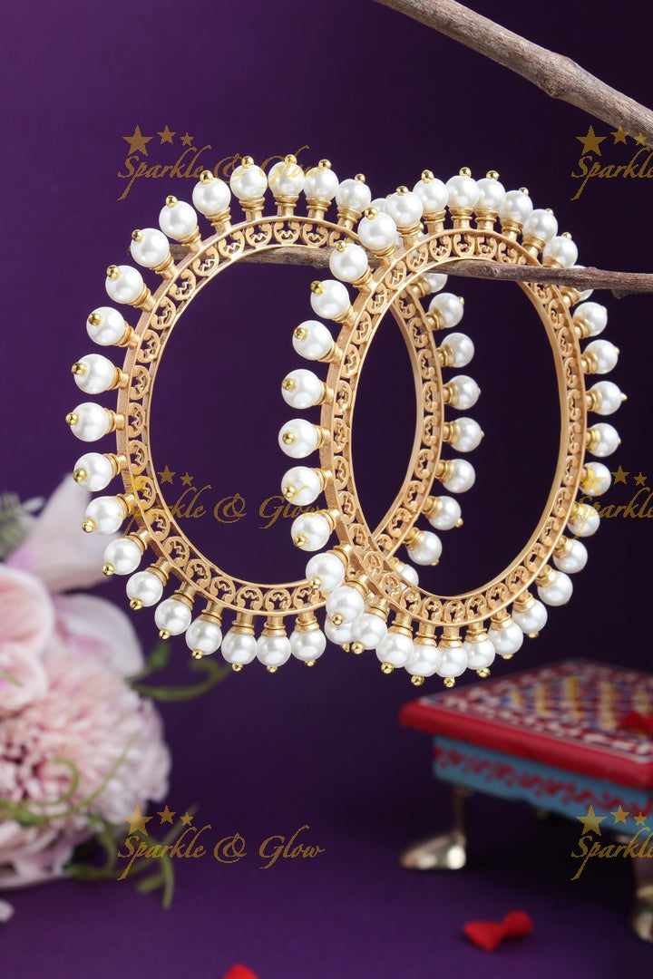 Beautiful Gold alike pearl design bangles