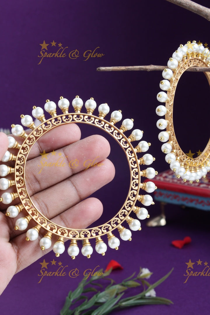 Beautiful Gold alike pearl design bangles