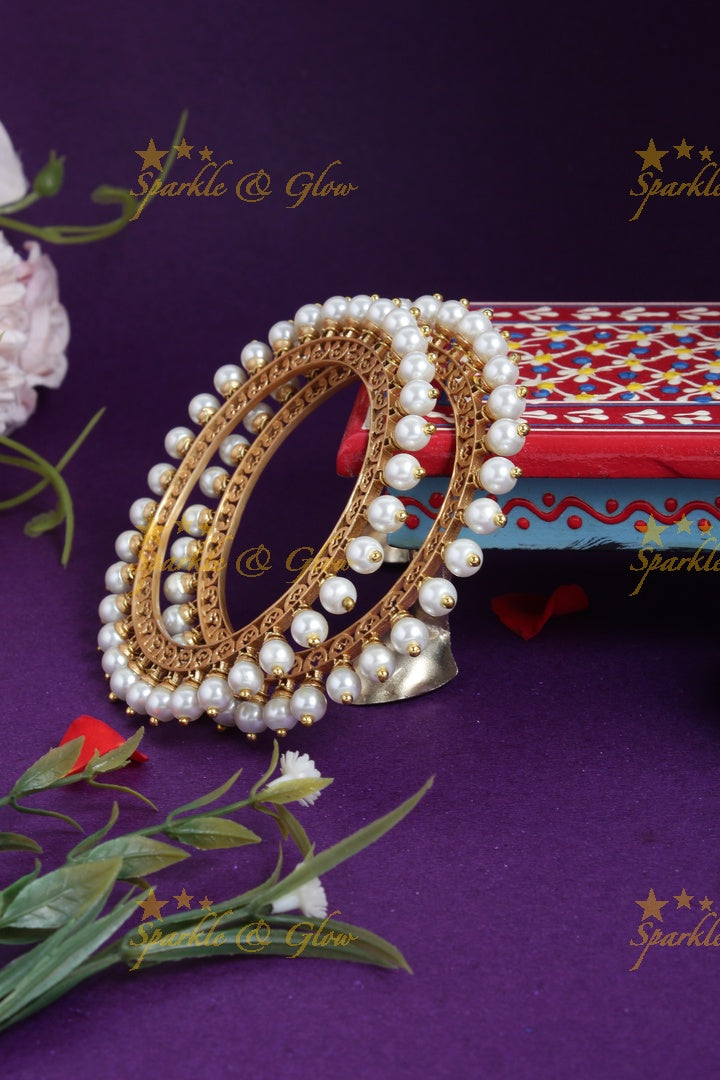 Beautiful Gold alike pearl design bangles
