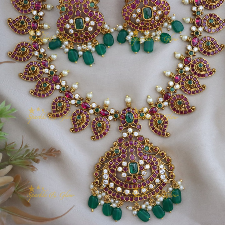 Exquisite Gold-Plated Gemstone Necklace for Festivities