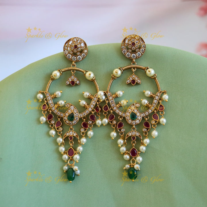 Exquisite Gold alike Festive Chandelier Earrings