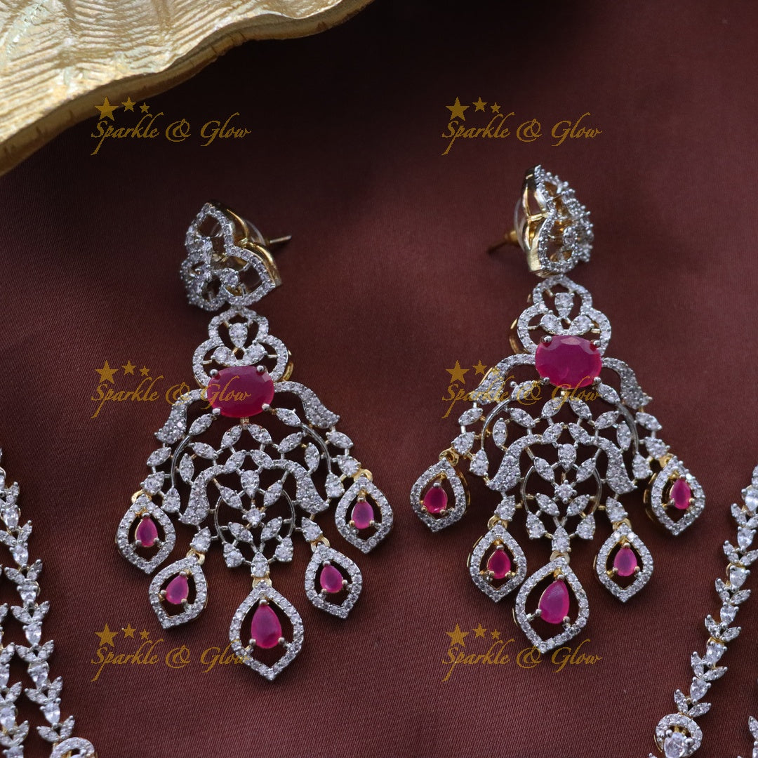 Luxurious Floral Pendant AD Haram in Green - Five Layers