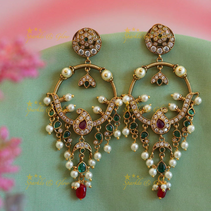 Exquisite Gold alike Festive Chandelier Earrings