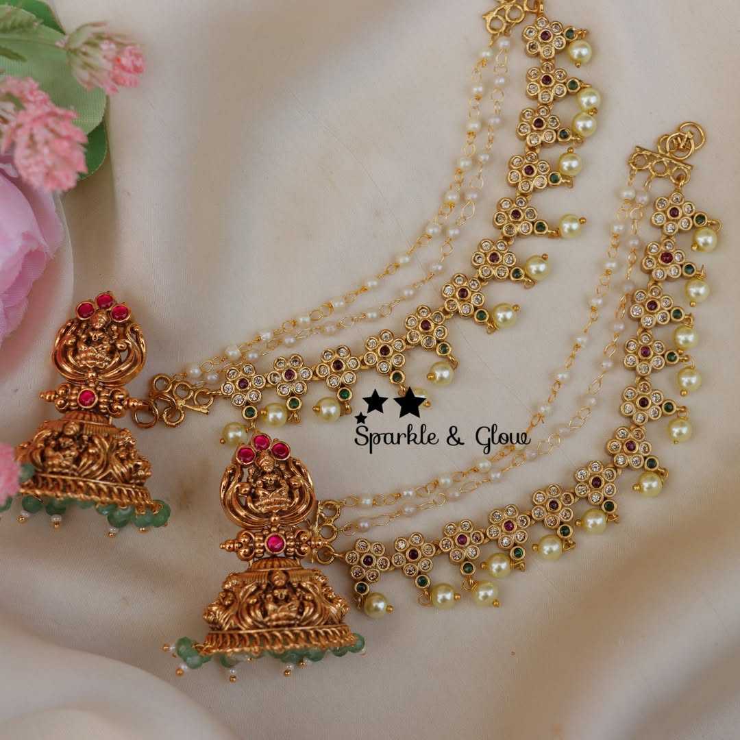 Radiant Lakshmi Earring & Chain Set - Elegant Imitation Jewelry