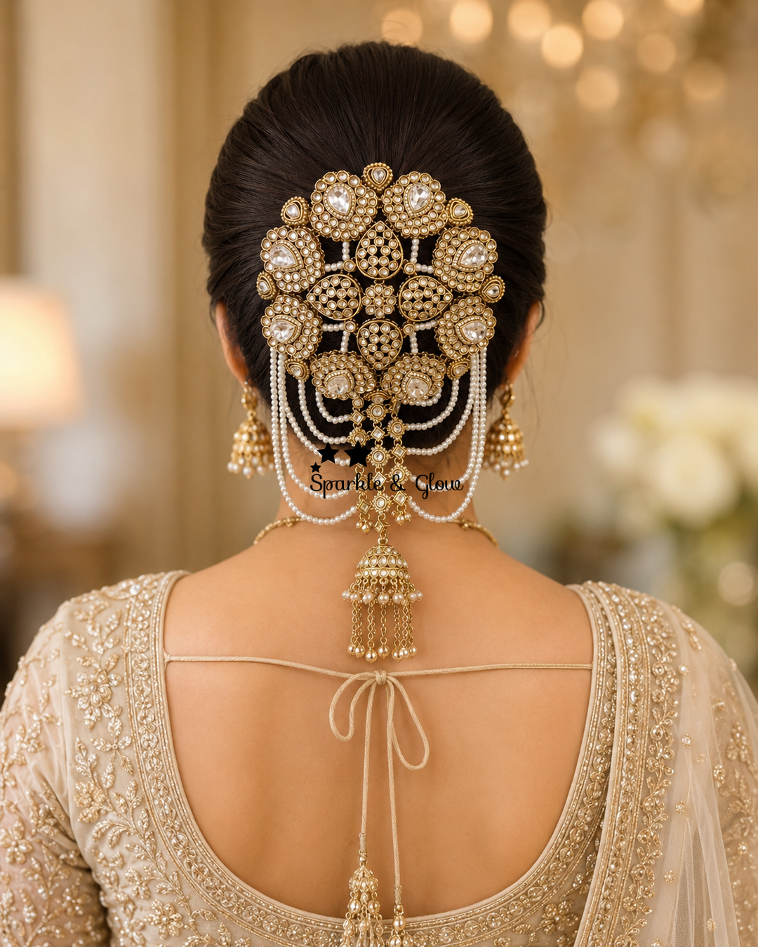 Elegant Gold-Plated Pearl Hair Bun Accessory