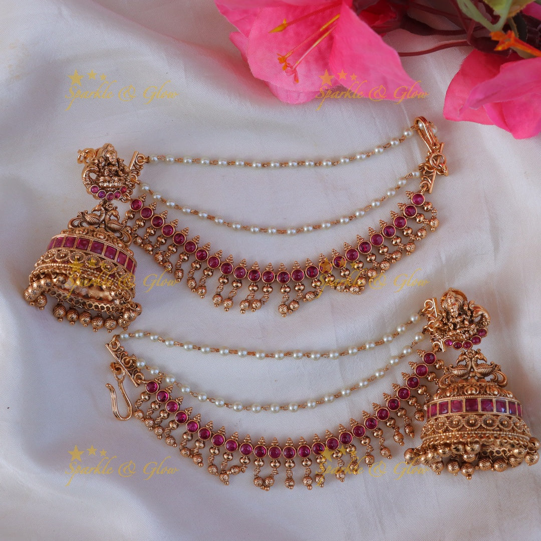 Exquisite Kemp Earrings with Lakshmi and Earchain