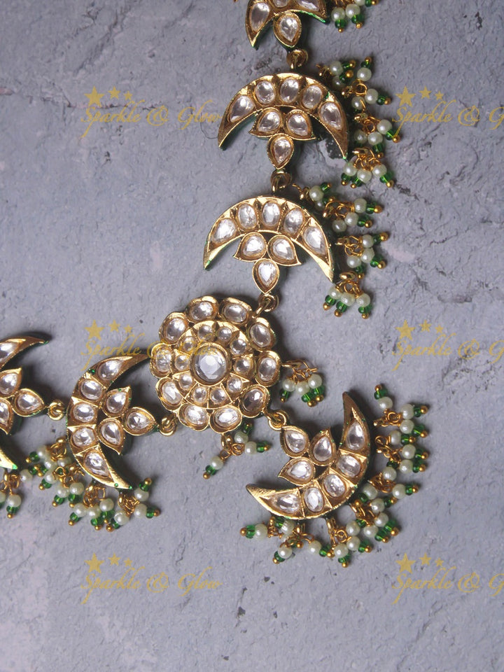 Statememt Kundan floral and moon pearl necklace