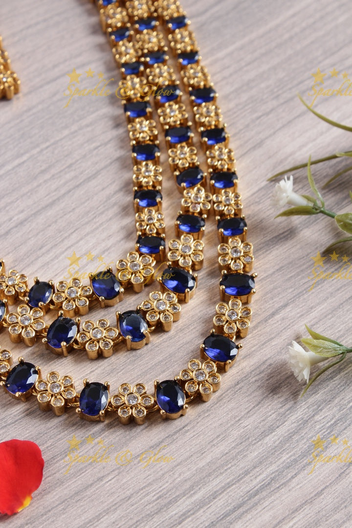 Premium Matt floral stone AD short necklace