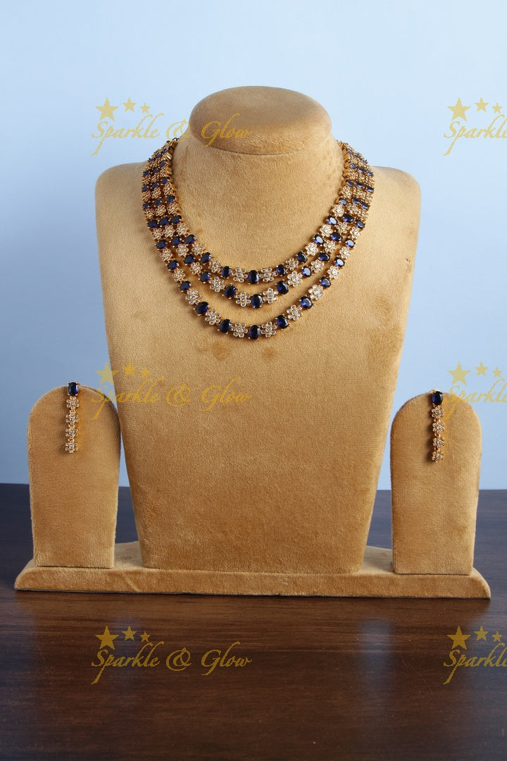 Premium Matt floral stone AD short necklace