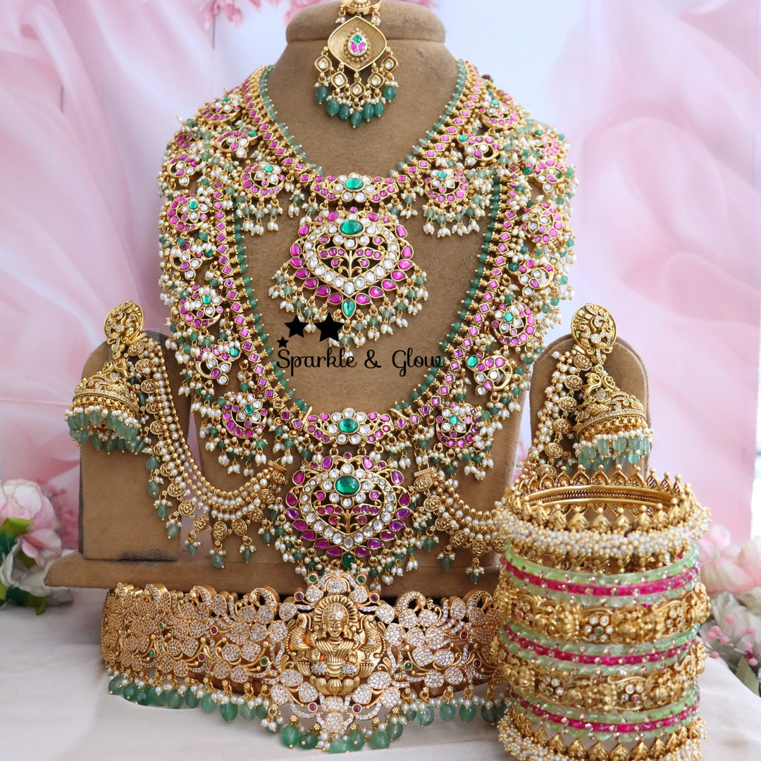 👑 Royal Maharani Bridal Jewellery Set 💖 | Grand Wedding Collection ✨ | Complete Bridal Elegance 🌸
Wedding Season Sale Get 15% discount on sitewide
Get Free Gift Above 10k
Get Free Shipping above 7.5k &30k(Domestic&
International)
Get 7% discount on First Order

1.ID L-18097,S-18087,H-18186,E-17099,EC-27951,MT-25119
2.ID L-21531,S-21532,H-24620,E-6298,EC-12538,MT-26866
3.ID L-27544,S-27543,H-24620,E-28214,EC-2147,MT-26866
4.ID L-27537,S-27538,H-24620,E-28238,EC-818,MT-26866

Visit website to place your or