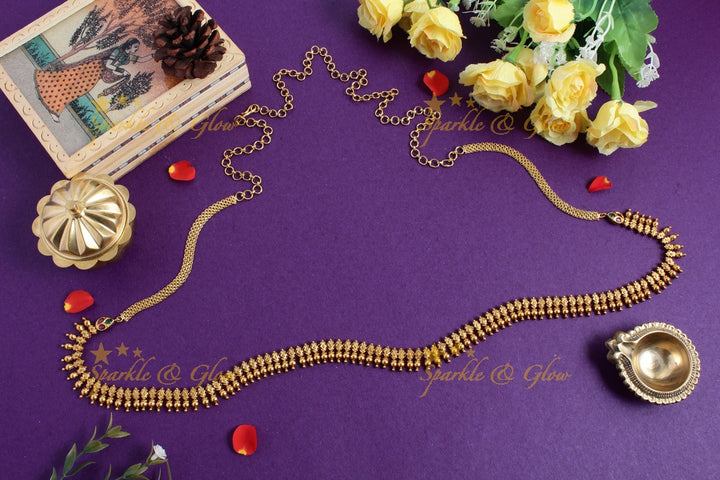Premium Matt diamond deisgn gold beads hipchain