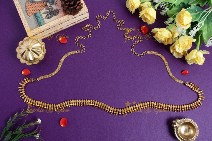 Premium Matt diamond deisgn gold beads hipchain