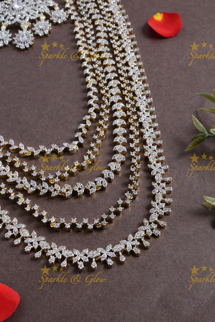 GJ polish multilayered AD leaf design necklace with jhumkas