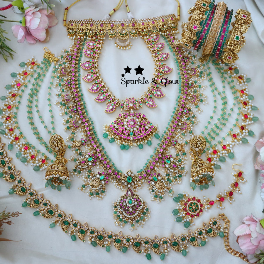 Regal Guttapusalu Bridal Set – A Timeless Symbol of South Indian Bridal Elegance !!
Wedding Season Sale Get 15% discount on sitewide
Get Free Gift Above 10k
Get Free Shipping above 7.5k &30k(Domestic&
International)
Get 7% discount on First Order

1.ID L-7133,S-6895,C-3059,H-28869,E-17101,EC-27981
2.ID L-27554,S-27553,C-17253,H-18117,E-23443,EC-19434
3.ID L-27539,S-27540,C-17253,E-18719,H-7133,EC-27882
4.ID L-27542,S-27541,C-23414,H-7133,E-17099,EC-19434
5.ID 30334
6.ID 30337
7.ID L-17733,S-17937,C-4174,H-1