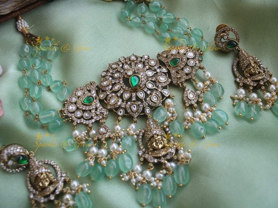 Statement Victorian AD God Balaji and peacock choker - Sparkle and Glow - Back Thread - 