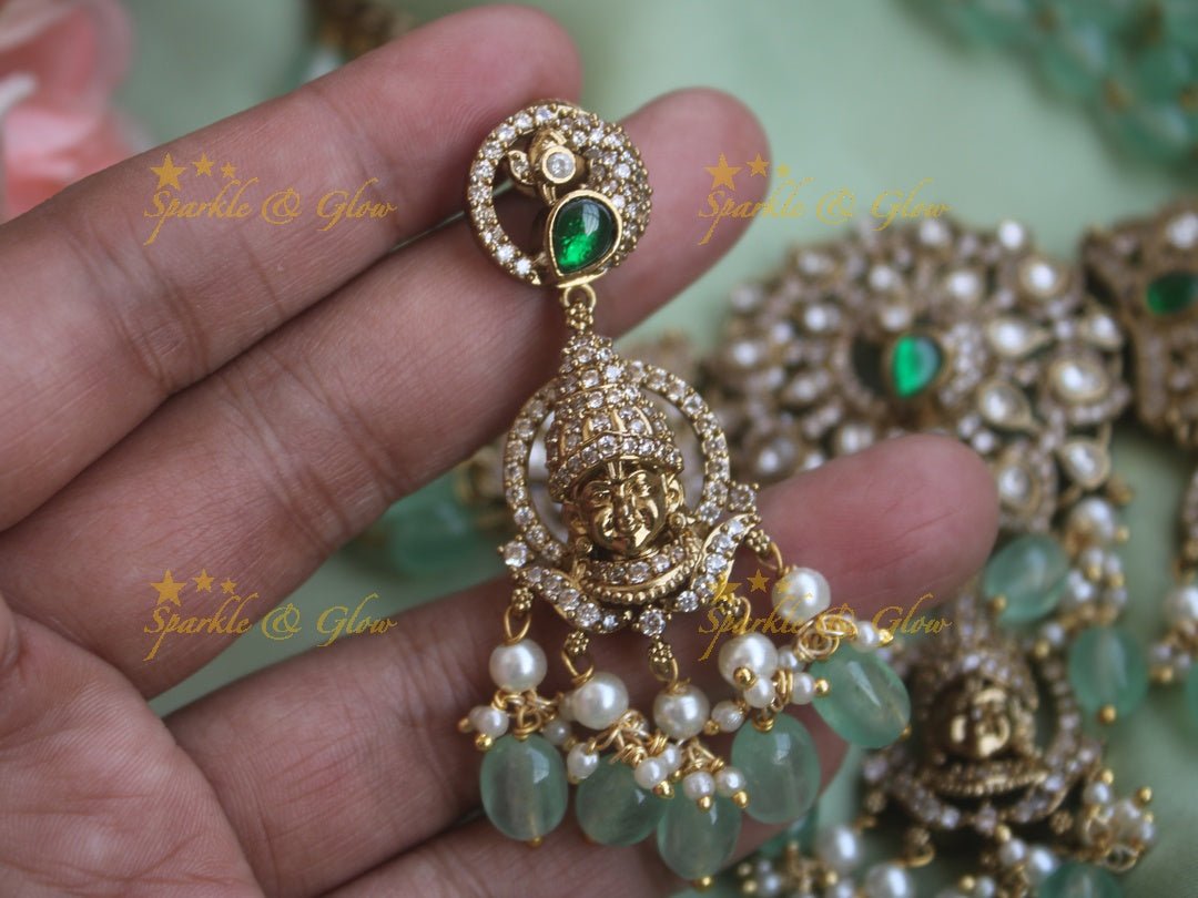 Statement Victorian AD God Balaji and peacock choker - Sparkle and Glow - Back Thread - 