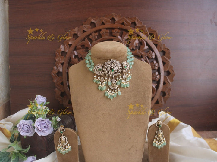 Statement Victorian AD God Balaji and peacock choker - Sparkle and Glow - Back Thread - 