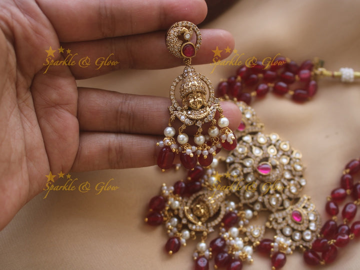 Statement Victorian AD God Balaji and peacock choker - PInk
