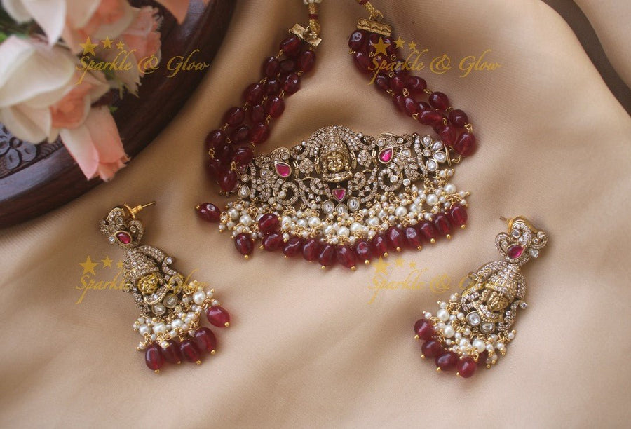 Statement Victorian AD God Balaji choker - Sparkle and Glow - Back Thread - 