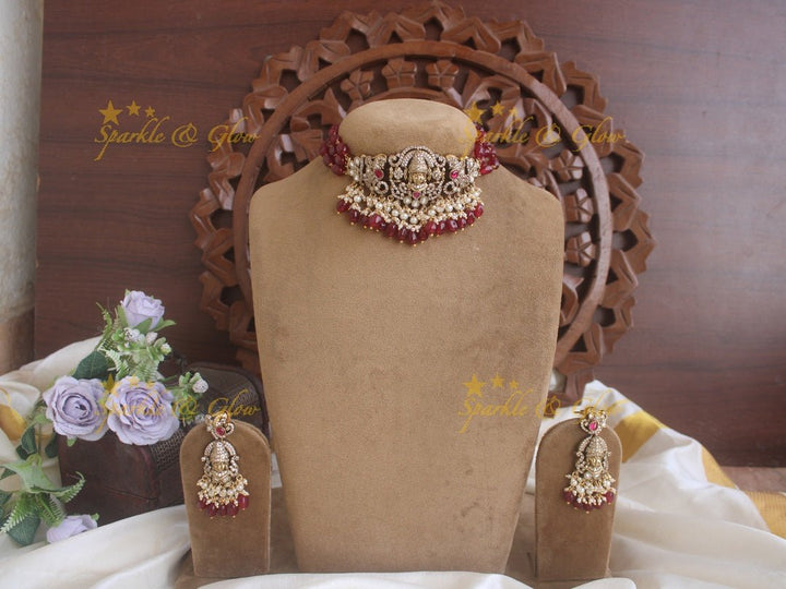 Statement Victorian AD God Balaji choker - Sparkle and Glow - Back Thread - 