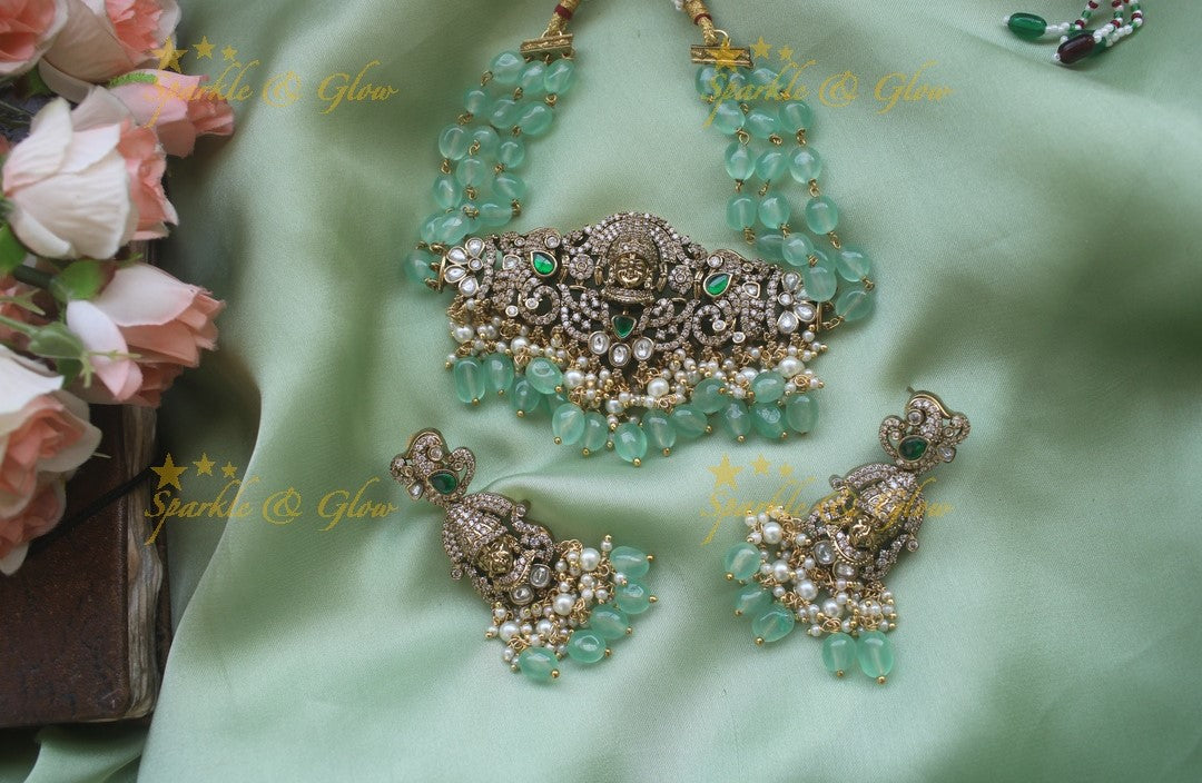 Statement Victorian AD God Balaji choker - Green
