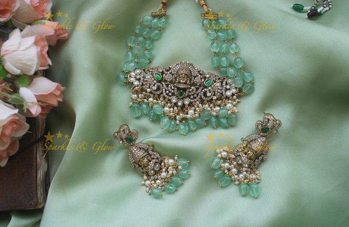 Statement Victorian AD God Balaji choker - Green