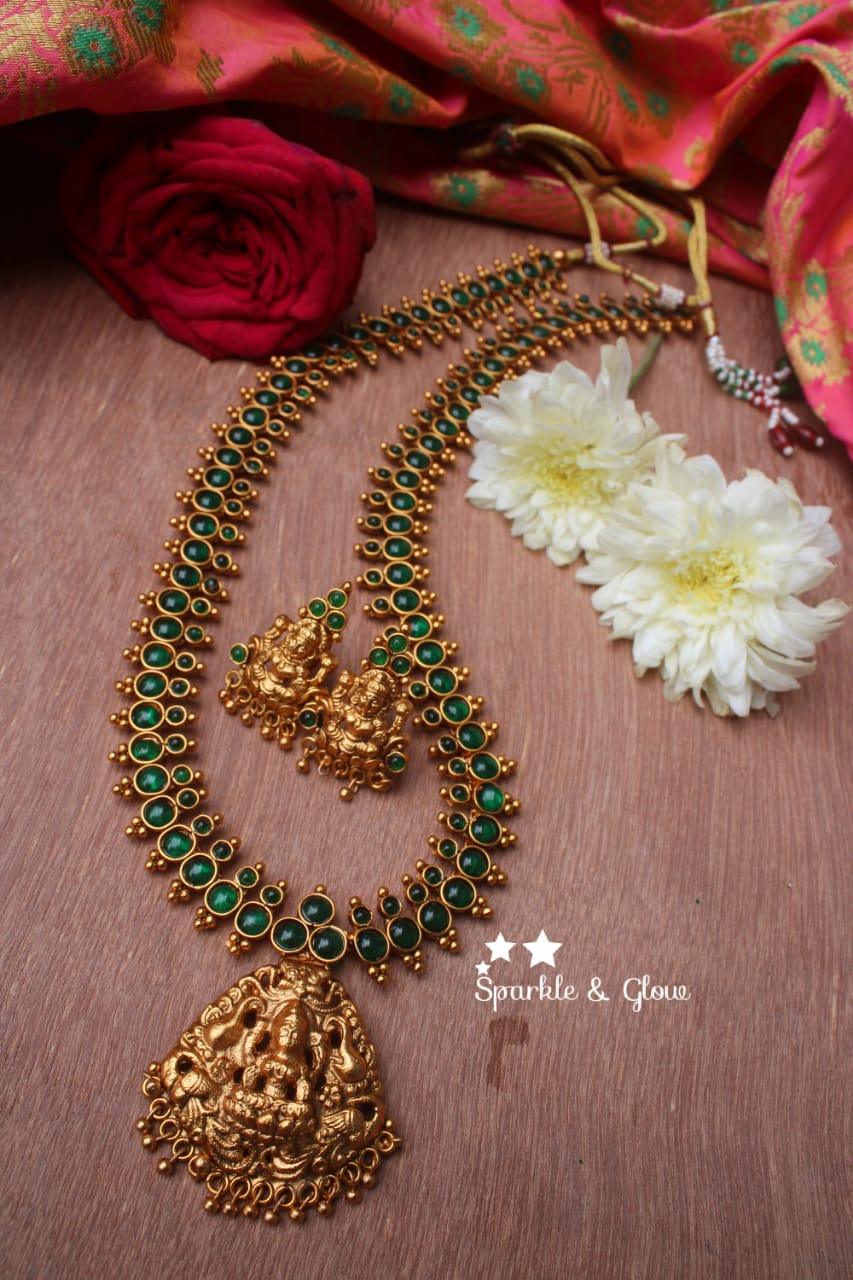 Kemp Stones Lakshmi Haram - Green Kemp - Sparkle and Glow