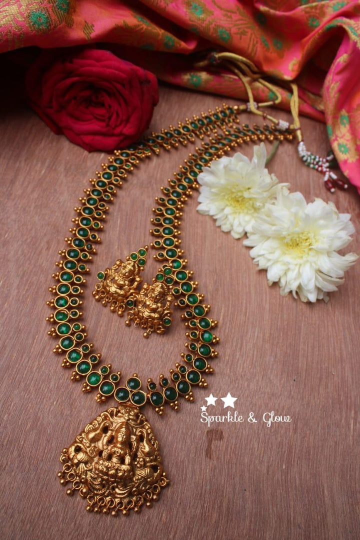 Kemp Stones Lakshmi Haram - Green Kemp - Sparkle and Glow